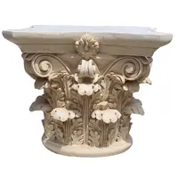 Base a colonna intagliata in marmo naturale beige classico in stile europeo