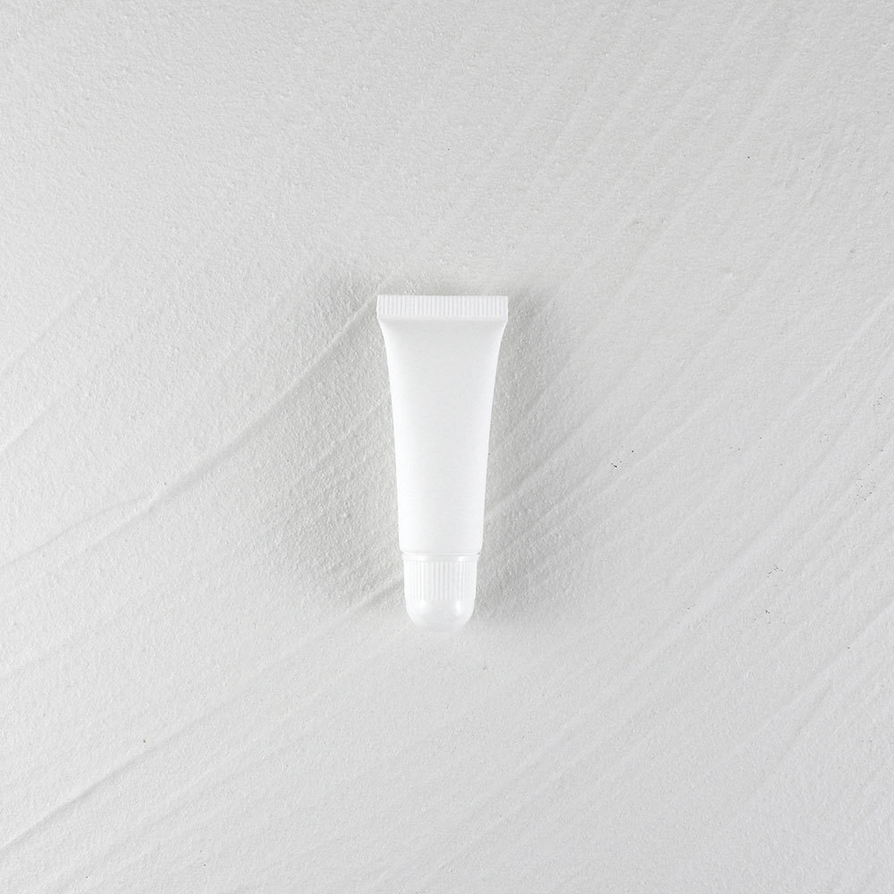 Tubo bianco da 10 g + coperchio per rossetto a testa rotonda bianca + tappo