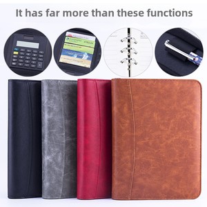 Carnet A5 personnalisé en cuir détachable avec fermeture éclair, multifonctionnel, à feuilles mobiles, pour réunions, travail et archivage créatif - Zhejiang - Product Image 4