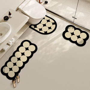 Alfombra de baño absorbente en forma de U, alfombra antideslizante para el suelo del baño, juego de asientos para inodoro, diseño minimalista, patrón sólido - Product Image 2