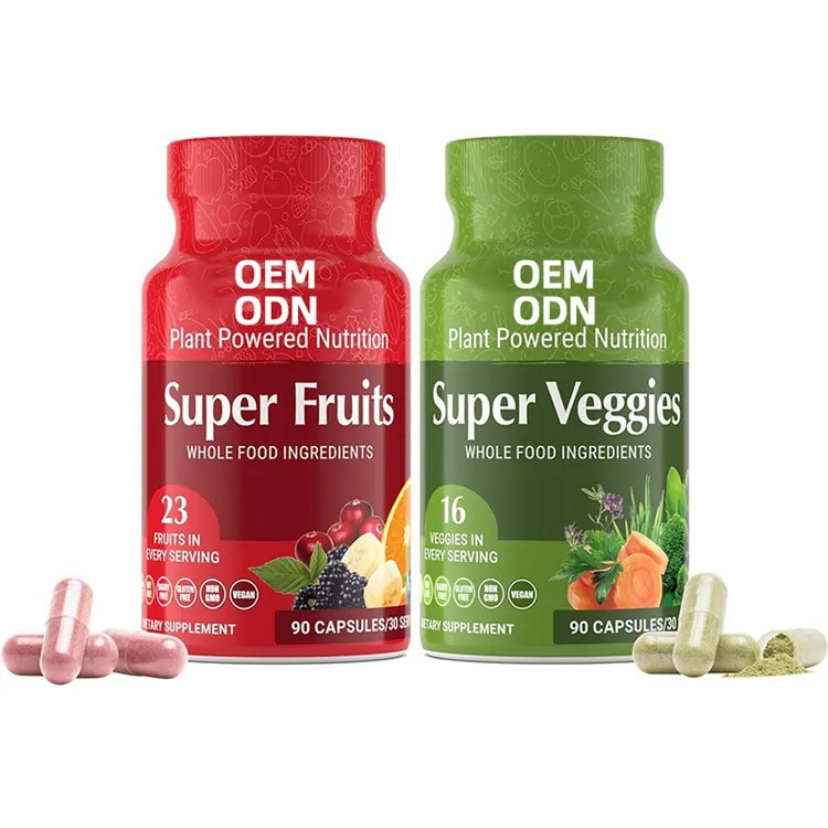 Reds & Greens Superfood Capsules Supplément bio pour fruits et légumes 23 fruits et 16 légumes 180 unités