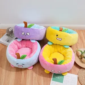 Роскошная зимняя однотонная лежанка для собак и кошек, съемная, моющаяся, круглая, плюшевая, теплая, для домашних животных - Product Image 2