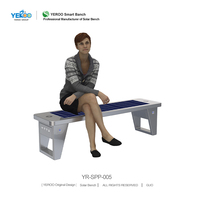 Banc solaire intelligent moderne en métal avec chargeur USB, chargeur sans fil Bluetooth/WiFi pour l'école, la terrasse, le parc, le centre commercial