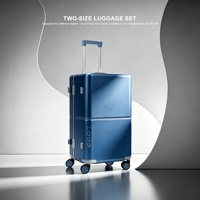 Valise rigide légère de luxe avec cadre en aluminium, coque PC 3 couches, roulettes silencieuses, double roues, serrure TSA, logo métallique personnalisé