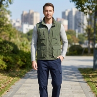 Hommes de haute qualité réversible Style Logo extérieur travail Photo pêche fermeture à glissière printemps été Cargo gilet