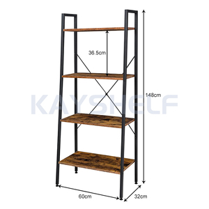 Estantería de escalera con marco de Metal de madera marrón industrial oxidado de 4 niveles para organizar en el hogar y la Oficina - Product Image 2