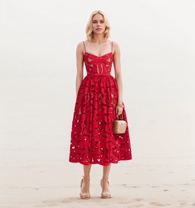 strapless open back dress Rent or Hire Designer Dresses |House of CB Carmen Red Rose Bustier Sundress main image 1