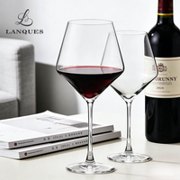 Verres à pied longs transparents bordeaux de style européen Lanques Premium, durables, capacité 680 ml, compatibles lave-vaisselle, pour la maison et les mariages