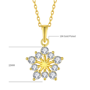 Collier pendentif flocon de neige de luxe plaqué or 18 carats, serti de zircon cubique, bijoux élégants pour femmes pour mariage, anniversaire - Product Image 6
