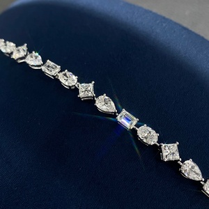 Luxurious 0.5ct Heart Cut Lab Grown Diamond Bracelet Solid 14K 18K Gold Pear Marquise Oval Lab Diamond Tennis Bracelet for Women - Product Image 1