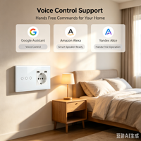 Interrupteur intelligent WiFi UBARO, prise USB EU, 10A 240V, panneau tactile en verre trempé, commande vocale Alexa Yandex Alice, application, IP20, cadre métallique