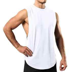 Taille US Gilet musculaire Logo personnalisé 65% coton respirant plaine Fitness course basket-ball hommes entraînement Gym débardeurs - Product Image 2