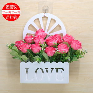 Cesto Decorativo da Parete con Fiori Artificiali, Accessori per la Casa, Ornamenti Semplici per Soggiorno, Vasi in Plastica con Fiori Finti, Idea Regalo - Product Image 2