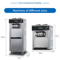 Machine à glace molle professionnelle 3 saveurs (2+1 mélangées) pour yaourt glacé et crème glacée