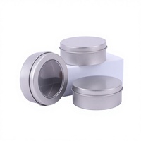 Caja metálica circular de hojalata Baole con ventana para pegatinas, cable de auriculares, unidad flash USB, organizador de insignias y velas, acabado mate