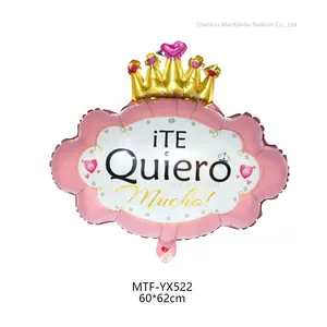 MTF Wholesale Pink Crown Cloud Happy Mother's Day iTE Quiero Spanish Foil Mylar Helium Balloons