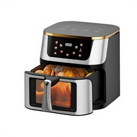 Friteuse à air électrique intelligente domestique en acier inoxydable, contrôlée par ordinateur, avec écran tactile et protection contre la surchauffe, pour le commerce international