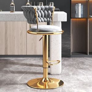Tabourets de bar réglables en hauteur avec dossiers rembourrés pour usage domestique - Product Image 3