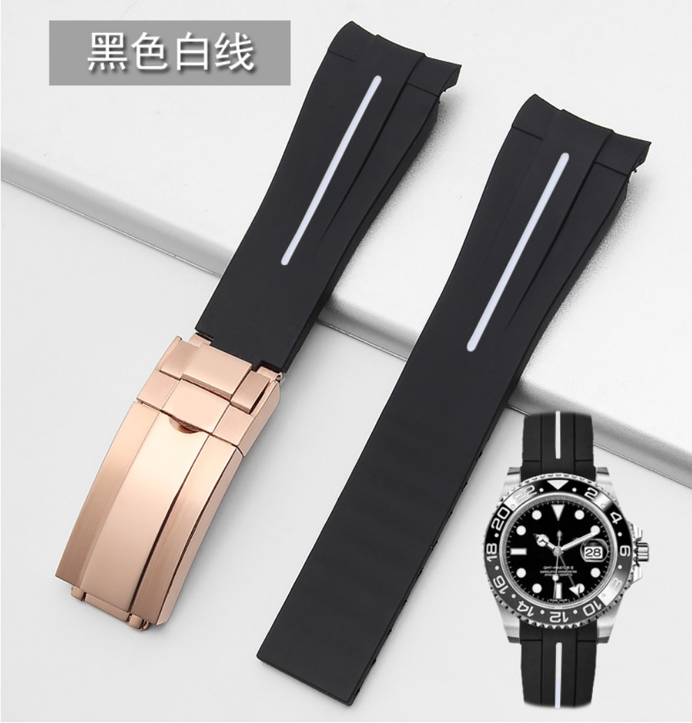 Black+white rose gold buckle