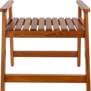 Tabouret de salle de bain en teck Le Rong 62x54.5x62cm avec accoudoirs, chaise latérale de baignoire imperméable - Product Image 4