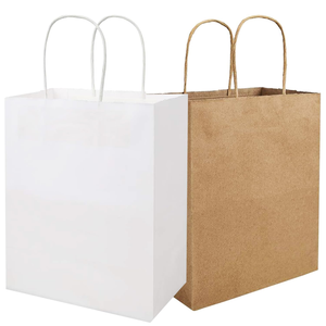 Custom Eco-Friendly Disposable Recyclable <b>Biodegradable</b> Takeaway Packaging Fast Food Kraft <b>Paper</b> Bags Handles for Restaurant - Product Image 1