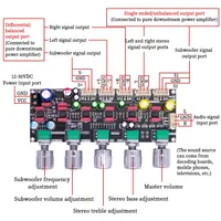 ZK-PRO1 HiFi Preamplifier Tone Board 2.1 Channel Stereo Subwoofer Volume Bass Treble Freq Control Module DIY Audio Preamp