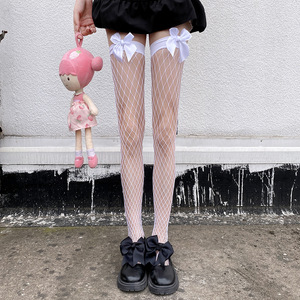 Vente en gros <span class=keywords><strong>de</strong></span> chaussettes sexy à motif solide JK en résille <span class=keywords><strong>pour</strong></span> cuisse, jarretière fine en dentelle avec nœud papillon, longueur au genou, <span class=keywords><strong>bas</strong></span> <span class=keywords><strong>de</strong></span> fille Lolita, compression - Product Image 2