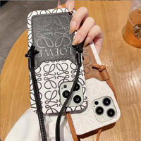 Casing iPhone 15 /14 /13 Pro Max dengan Tempat Kartu Kredit, Tali Selempang, dan Tali Panjang