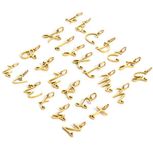 INS baja tahan karat 14K emas PVD berlapis DIY huruf hati cinta alfabet jimat awal aksesoris liontin pembuatan perhiasan - Product Image 1