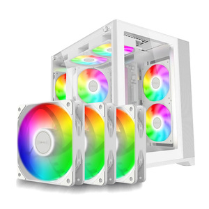 Ensemble de trois ventilateurs de refroidissement pour boîtier d'ordinateur Lingdu Family AF-10, 12 cm, éclairage ARGB Aurora, PWM, silencieux, roulement fluide - Product Image 1