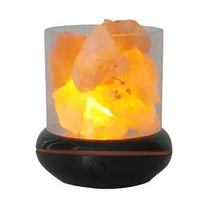 水晶盐石夜灯7色发光二极管水晶灯便携式通用串行总线精油扩散器汽车家庭办公室卧室