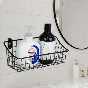 <b>Wire</b> <b>Storage</b> Basket Rectangle Black <b>Wall</b> Mounted Kitchen Bathroom Bedroom <b>Rack</b> - Product Image 2