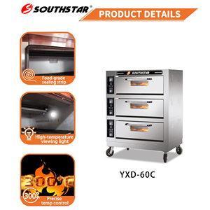 Four <span class=keywords><strong>à</strong></span> sole électrique Southstar 380V <span class=keywords><strong>à</strong></span> 3 niveaux avec vapeur et <span class=keywords><strong>pierre</strong></span> <span class=keywords><strong>réfractaire</strong></span> pour la cuisson de pizzas, maïs et fruits - Prix compétitif - Product Image 4