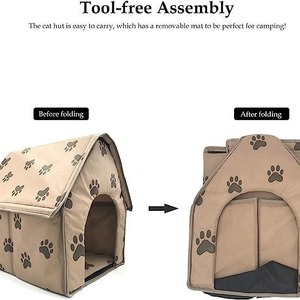 Manufacturer supplies foldable paw print pet <b>beds</b>, portable indoor dog <b>houses</b> suitable for small to medium-sized dogs. - Product Image 4