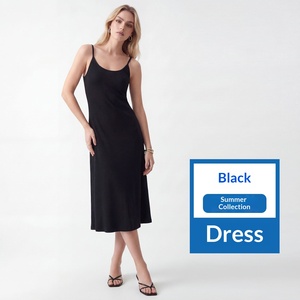 <span class=keywords><strong>Robe</strong></span> <span class=keywords><strong>noire</strong></span> chic sans manches taille haute coupe ajustée en maille côtelée style vintage pour <span class=keywords><strong>femme</strong></span>, collection Printemps/Été 2026, idéale pour le bureau - Product Image 6