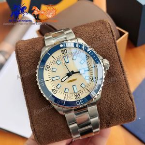Reloj de Cuarzo con Esfera Beige y Bisel Giratorio Azul, con Correa de Acero Inoxidable, Estilo Deportivo Casual de Buceo, Breitlinges - Product Image 4
