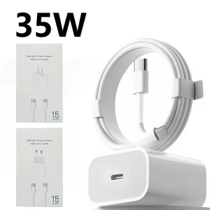 Juego de 35W de alta calidad, Cargador rápido para iPhone 35W, cargador, adaptador de corriente, cable de datos trenzado rápido para teléfono móvil <span class=keywords><strong>Usb</strong></span>-<span class=keywords><strong>c</strong></span> - Product Image 1