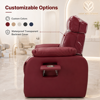Fauteuil de Salon Professionnel Rouge Multifonctionnel Électrique Inclinable en Cuir Personnalisable pour Barbier et Esthétique