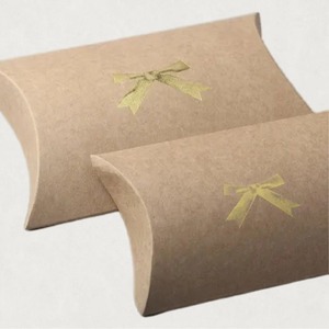 Custom Recycled <b>Brown</b> Kraft Paper Gift Packaging Pillow Shape <b>Box</b> - Product Image 3