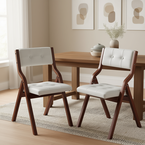 Sillas de Comedor Plegables de Madera Blanca con Cojín Acolchado, Diseño Moderno para Sala de Estar, Muebles para el Hogar - Product Image 2