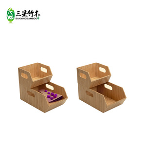 Stackable bamboo <b>vegetable</b> rack, multi-tiered floor-<b>standing</b> fruit and <b>vegetable</b> basket storage rack for home kitchens. - Product Image 2