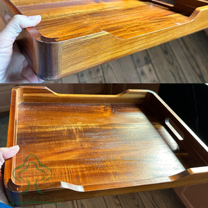 Bandeja de Servir de Madera de Acacia con Asas, Bandeja Decorativa Rectangular para Otomanas, Bandeja Grande para Comida y Bebidas para el Desayuno en la Cama - Product Image 4