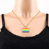Collier à breloques LGBT Gay Pride en acier inoxydable avec motif arc-en-ciel Love Is Love Wins Pendant Necklace