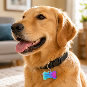 Targhetta Identificativa per Animali Domestici OEM in Acciaio Inossidabile Incisa al Laser con Nome e Telefono per Cani e Gatti, Collare Iridiscente con Logo Personalizzato, Antismarrimento, in Metallo, Campione Gratuito - Product Image 3