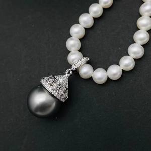 31217 Colgante de Plata DIY Simple y Moderno con Cuentas Redondas de Plata S925 de 10-17mm, Soporte para Accesorios, Collar de Perlas DIY Vacío y Dijes - Product Image 2