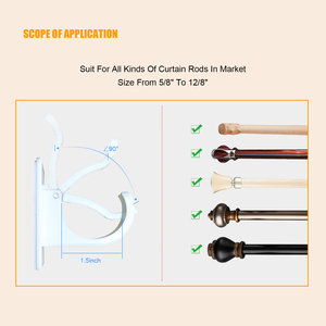 Support de <span class=keywords><strong>tringle</strong></span> à rideau en plastique robuste 15kg de charge conception encliquetable <span class=keywords><strong>sans</strong></span> perçage pour <span class=keywords><strong>baie</strong></span> vitrée et lucarne - Product Image 4