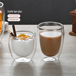 Wholesale Shape Borosilicate Double Wall Coffee Cups Minimalist Design for Giveaways - Product Image 2