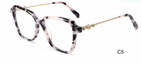 Monture de lunettes optiques pour femmes en acétate et métal, monture carrée pleine avec décorations en strass sur les branches