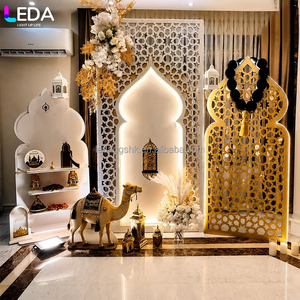 LEDA Indoor Wedding Party Events Decor &supplies Luxurious white <b>Gold</b> Indian style Acrylic LED <b>Backdrop</b> - Product Image 1