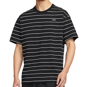 Camiseta Grande a Rayas para Hombre, Manga Corta, Verano, Nueva Tendencia, Bloques de Color, Holgada, de Algodón Puro - Product Image 2